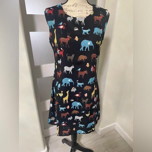 SM Wardrobe Dresses & Skirts - Black and Blue A-line Mini Dress with Crew Neck and Sleeveless Design